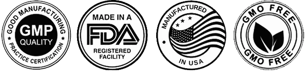 Seller badges: GMP quality, made in an FDA-registered facility, manufactured in the USA, GMO free