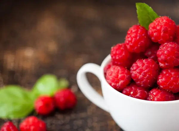 Fresh red raspberries